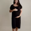 Black Maternity Mommy Labor and Delivery/ Nursing Gown
