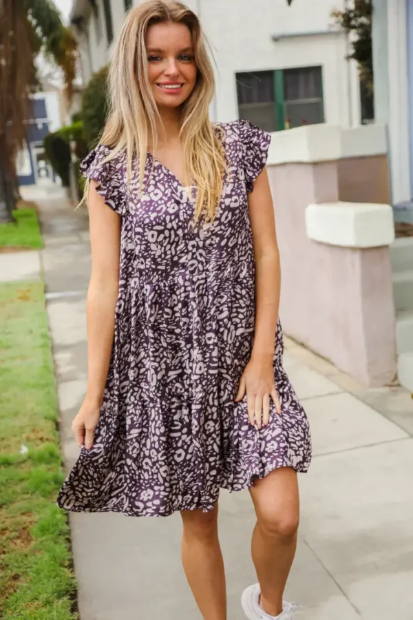 Pre - Order | Mom's Going Out Silk Woven Animal Print Dress (2 Colors) - Image 5