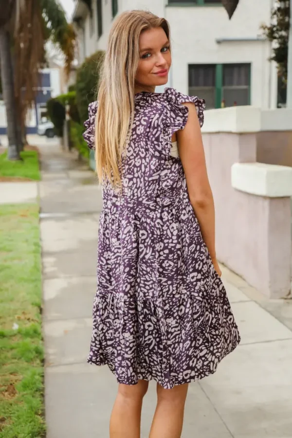 Pre - Order | Mom's Going Out Silk Woven Animal Print Dress (2 Colors) - Image 4